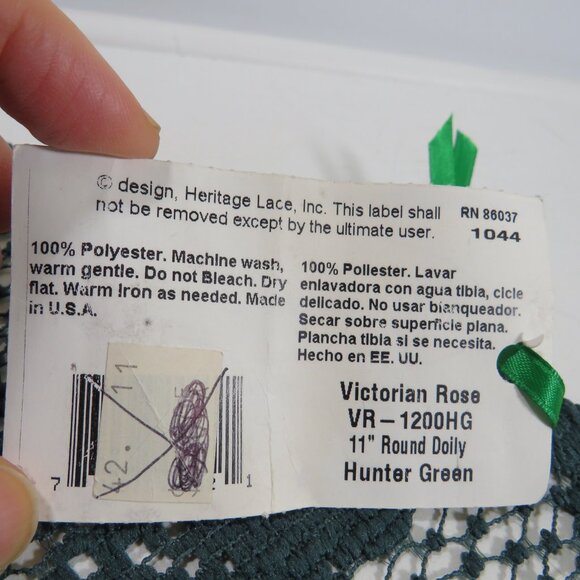 Heritage Lace dark Hunter Green Victorian Rose Lace Doily 11" St Patrickrick - Picture 5 of 7